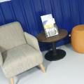 Rhenus Singapore - Changi Business Park | Product Seen: [Rexton 1–Seater Sofa, Customised Laminated tabletop + Cosson Table Base & Costello Stool]